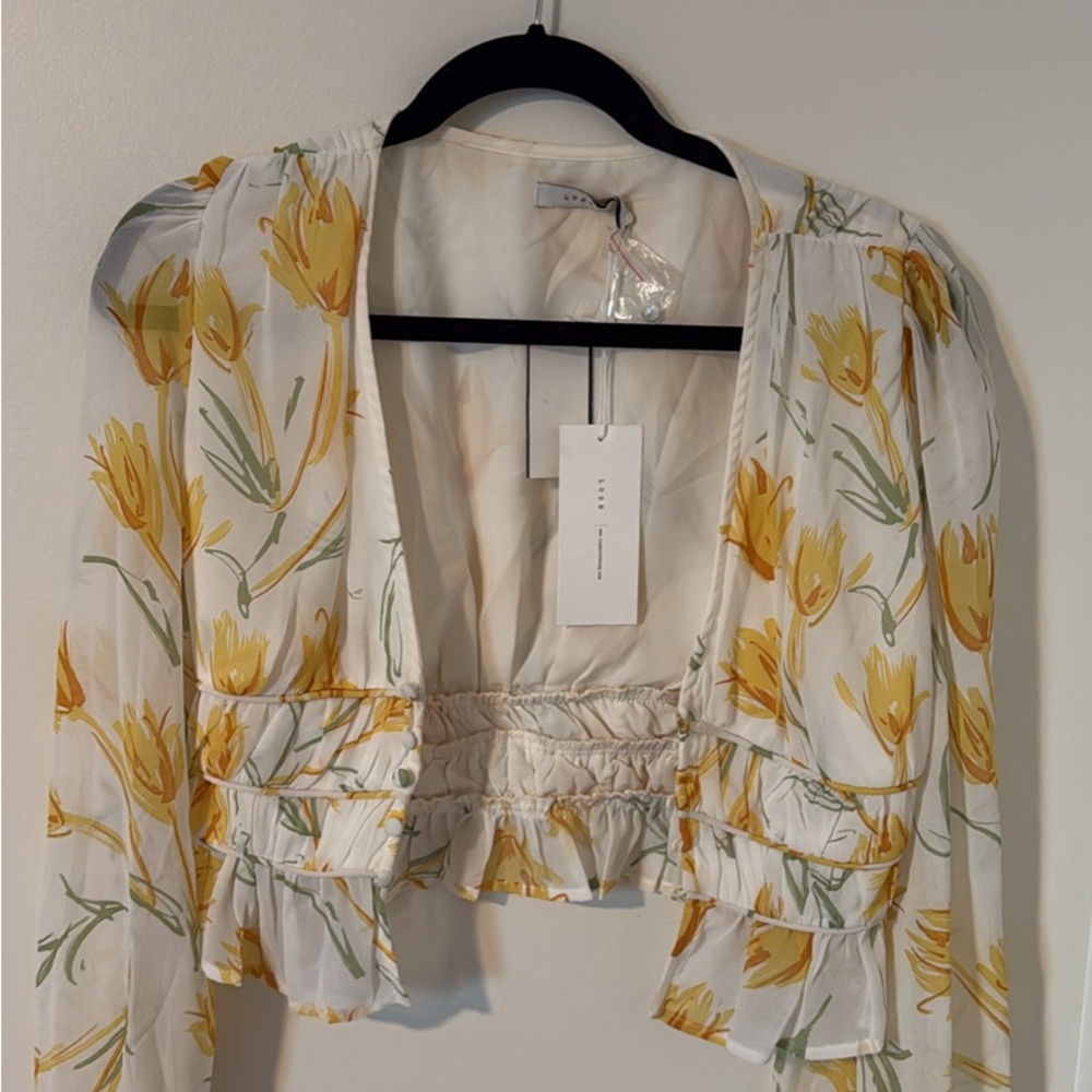 Lush Yellow and White Floral Blouse